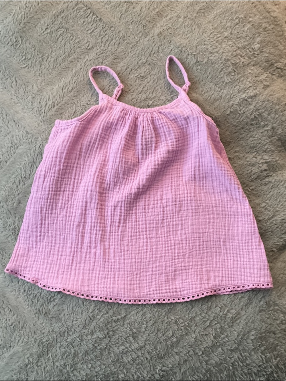 Cat & Jack Pink Gauze Spaghetti Strap Tank with Eyelet Hem